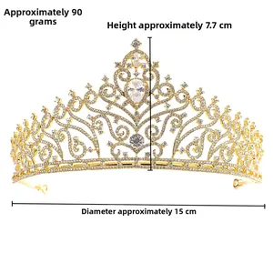 Detailansicht der goldenen Brautkrone Maße: 15 cm Durchmesser und 7,7 cm Höhe