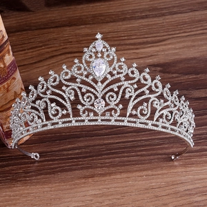 Luxuriöse Europäische Legierung Zirkonia Braut Krone Vintage Strass Hochzeit Tiara Prinzessin Geburtstag Haarschmuck