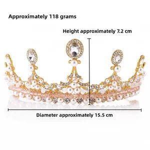 Dimensions détaillées du diadème de mariée avec 7,2 cm de haut et 15,5 cm de diamètre
