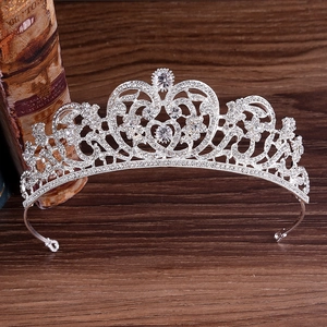Bridal Wedding Crown Alloy Rhinestone Headpiece Baroque Heart Scroll Tiara Luxury Pageant Party Hair Jewelry For Women