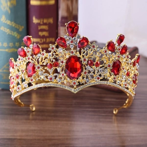 Baroque Luxury Alloy Crystal Bridal Crown With Rhinestones For Wedding Banquet Party Vintage Design Women Hair Jewelry Tiara