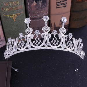 Lussuosa Corona da Sposa in Lega con Strass Tiara Cava Vintage Europea per Matrimonio Festa Donna Accessorio per Capelli