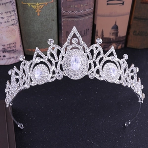 Couronne de Mariée en Alliage de Zirconia de Luxe Baroque Vintage Mariage Diadème Accessoires de Cheveux pour Femmes