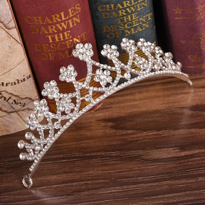Elegant Alloy Rhinestone Bridal Crown Tiara Flower Design Silver Wedding Hair Accessories For Women Children Birthday Jewelry