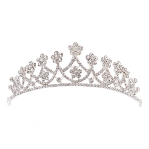 Elegant silver rhinestone tiara for brides and flower girls on white background