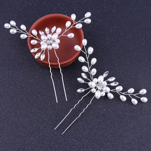 Épingles à cheveux de mariée en U faites à la main avec perles et strass marquise