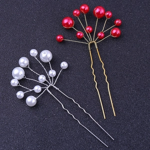 Spillone per Capelli a U con Künstliche Perle Fatto a Mano in Filo di Rame Floreale Matrimonio Accessori Capelli Sposa Banchetto Festa Gioielli