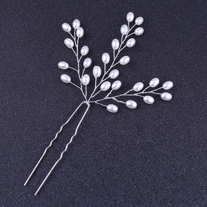 Pic à Cheveux de Mariage Fait à la Main Élégant Künstliche Perle Blanche Fil de Cuivre Branche en Forme de U Pour Bijoux Femme