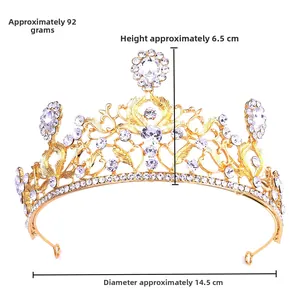 Dimensions de la couronne de mariée montrant 6,5 cm de hauteur et 14,5 cm de diamètre
