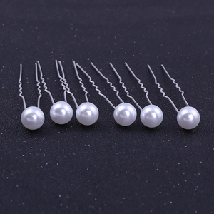 Lot de 6 épingles à cheveux mariage avec perles et pinces en U en métal argenté