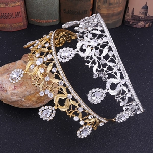 Couronnes de mariée élégantes en alliage d'or et d'argent avec strass et cristaux brillants