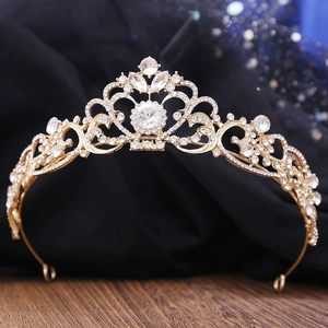 Luxury Alloy Rhinestone Wedding Crown Bridal Tiara For Women Vintage Crystal Headpiece Party Hair Accessories Gift