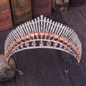 Luxury Peacock Tail Alloy Rhinestone Bridal Crown Tiara Headband Vintage Gold Silver Crystal Hair Accessory Wedding Party