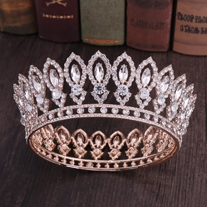Elegant Baroque crystal bridal crown for weddings with silver alloy and white rhinestones