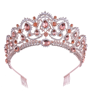 Baroque Luxury Alloy Rhinestone Bridal Crown Vintage Crystal Tiara Wedding Hair Jewelry For Women Pageant Party Accessory