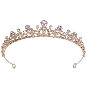 Korean Minimalist Alloy Rhinestone Leaf Bridal Crown Headpiece Gold Silver Tiara Wedding Hair Accessories For Women Party