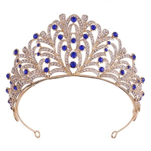 Luxurious Leaf Design Rhinestone Alloy Bridal Crown Western Style Baroque Wedding Tiara Headpiece Accessories For Women