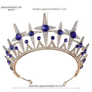 Detailed bridal tiara specifications with 145g weight, 7cm height, and 14.5cm diameter size