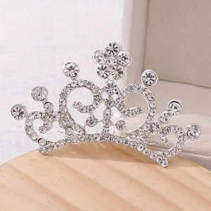Peigne à cheveux couronne argentée avec strass scintillants pour fêtes et spectacles de princesse