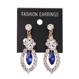 Vintage Alloy Rhinestone Dangle Earrings For Women Luxury Marquise Cut Gemstone Drop Earrings Wedding Party Jewelry Gift