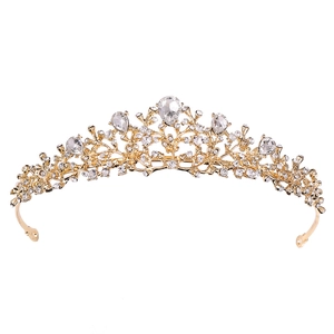 Elegant Flower Bridal Tiara Alloy Rhinestone Crystal Wedding Crown Korean Style Hair Accessories For Women Birthday Party Gift