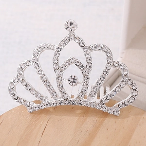 Sparkling silver tiara hair comb with rhinestones for girls' birthday and party events