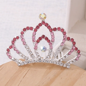 Elegant rhinestone crown hair comb with colorful crystals for girls party or performance