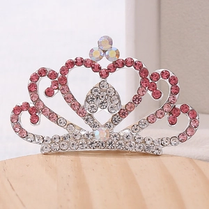 Kids Princess Rhinestone Crown Hair Comb Girls Crystal Tiara Performance Birthday Wedding Hair Accessories Silver Alloy