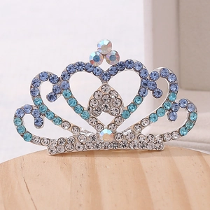 Sparkling crystal rhinestone crown hair comb with heart design for girl costume