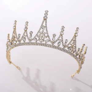 Baroque Crystal Bridal Tiara Crown For Women Gold Silver Rhinestone Wedding Hair Accessories Princess Birthday Party Headpiece Jewelry