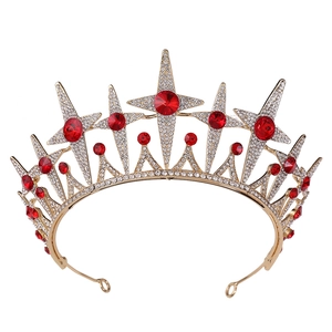 Elegant Korean Style Star Bridal Crown Alloy Rhinestone Crystal Wedding Hair Accessories Luxurious Queen Party Headwear For Women