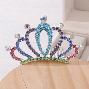 Princess crystal tiara hair comb with colorful rhinestones for children party birthday