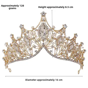 Détail de couronne de mariée strassée, hauteur 8,5cm, diamètre 16cm et poids de 128g