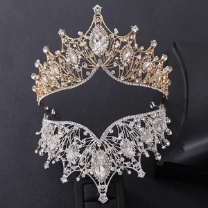 Couronnes de mariée artisanales en or et argent avec des strass et perles de cristal