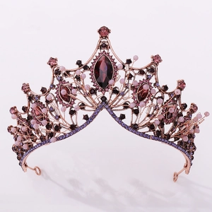 Baroque Vintage Antique Bronze Crown For Women Wedding Party Bridal Tiara With Rhinestones And Artificial Pearl Hair Accessories