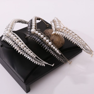 Elegant bridal crowns with pearls and crystals in silver, gold, and black finishes