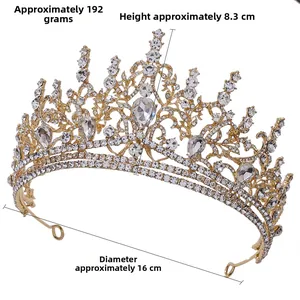 Detailed specs showing weight 192g, height 8.3cm and diameter 16cm of the baroque gold crown