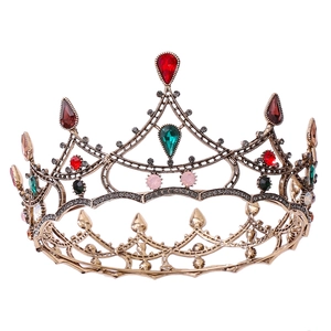 Baroque Vintage Rhinestone Bridal Crown Luxury Crystal Wedding Tiara For Women Gold Silver Pageant Birthday Party Jewelry