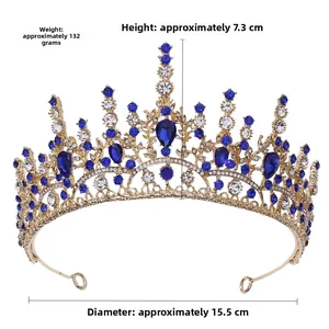 Vue détaillée de la couronne de mariée avec dimensions 7,3cm de hauteur et 15,5cm