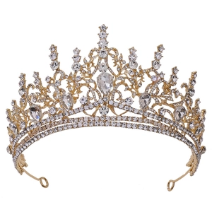 Luxury Baroque Alloy Rhinestone Bridal Crown Vintage Wedding Tiara For Women Birthday Party Hair Accessories Hair Jewelry
