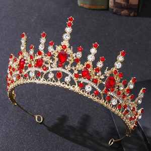 Luxueuse Tiare Couronne Baroque en Alliage avec Strass pour Mariage Mariée Fête Accessoires de Cheveux en Cristal Femme