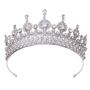Élégante Couronne de Mariée en Alliage Zirconia Diadème Style Cour Occidentale Accessoires de Cheveux de Mariage Couronne en Strass pour Femme