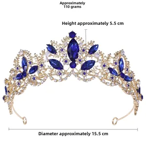 Detail view of gold crystal crown with dimensions height 5.5cm, diameter 15.5cm and weight 110g