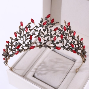 Baroque Vintage Leaf Branch Bridal Crown Alloy Rhinestone Crystal Tiara For Wedding Party Women Jewelry Hair Accessories