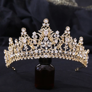 Luxury Alloy Zirconia Bridal Crown Rhinestone Wedding Tiara For Women Gold Silver Baroque Floral Hair Accessories