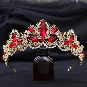 Luxury Baroque Alloy Rhinestone Bridal Crown Tiara For Women Wedding Party Prom Vintage Crystal Flower Hair Accessories