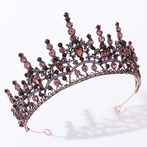 Couronne baroque avec strass rouges et dorure vintage pour accessoires cheveux de mariée