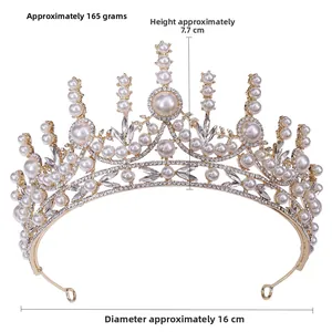 Détails de couronne de perles: poids 165g, hauteur 7,7cm et diamètre de 16cm