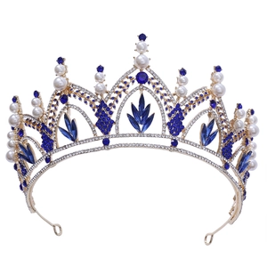 Tiare Baroque de Luxe Couronne Mariée Alliage Strass Künstliche Perle Bijoux de Cheveux Mariage pour Femmes Anniversaire Spectacle