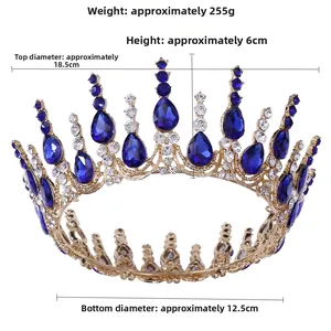Détails des dimensions de la couronne de mariée 12,5x18,5x6cm aux pierres bleues